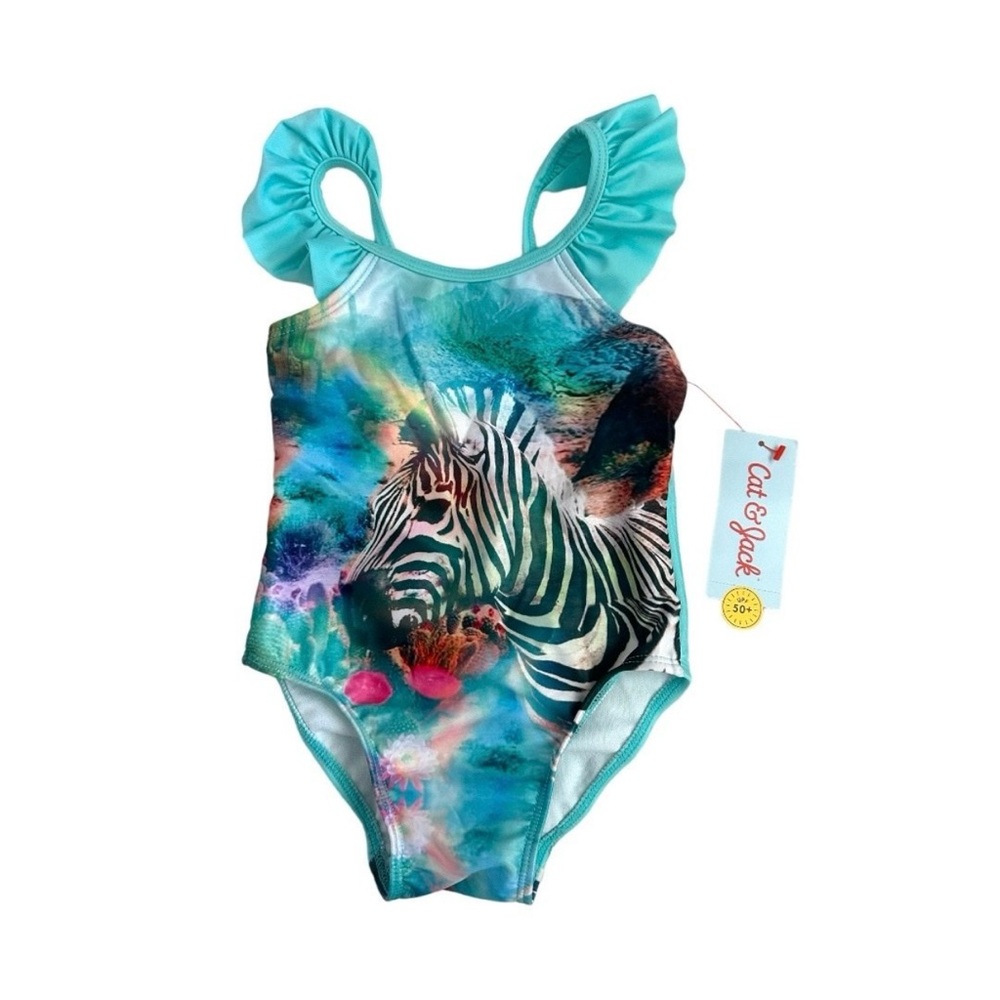 Cat & Jack Zebra Graphic One Piece Swimsuit